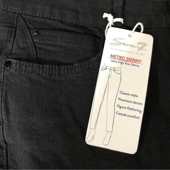 NWT - SEVEN7 Metro Ultra High Rise Skinny Black Cotton Blend Denim Jeans Size 4 - Picture 4 of 11